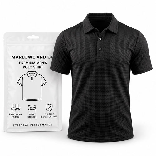 Marlowe & Co Beer Belly Polo - Men's Stretch Polo Shirt, Longer Torso & Untucked Fit